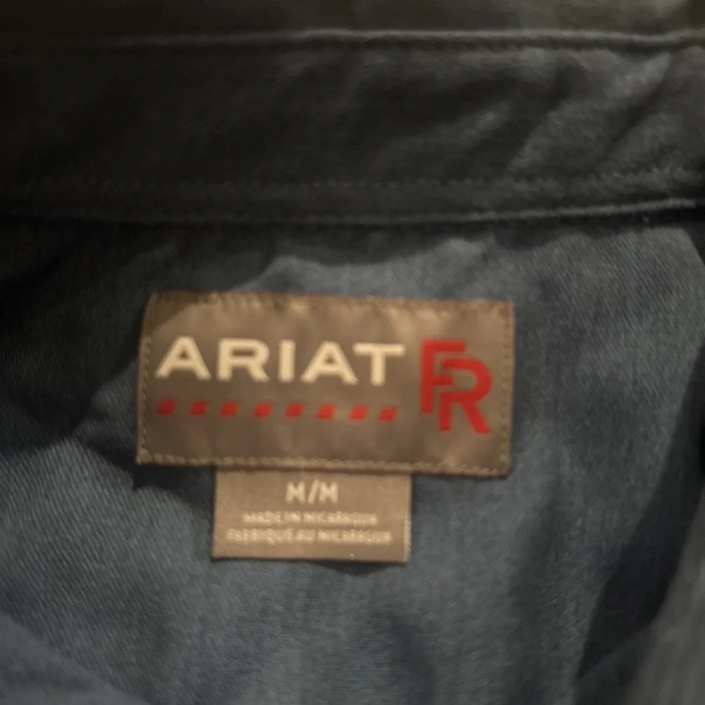 Ariat FR Featherlight Work Shirt Womens Medium Blue Long Sleeve Flame Resistant - Picture 3 of 10